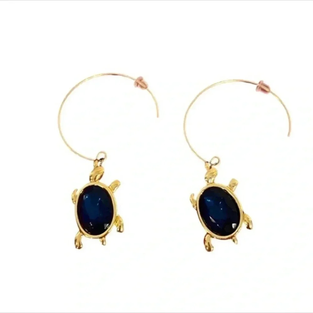 Trifari Womens Vintage Crystal Turtle Earrings